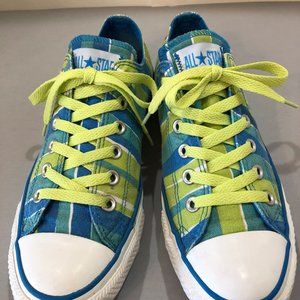 Blue and Green Stripe Converse All Star Sneakers